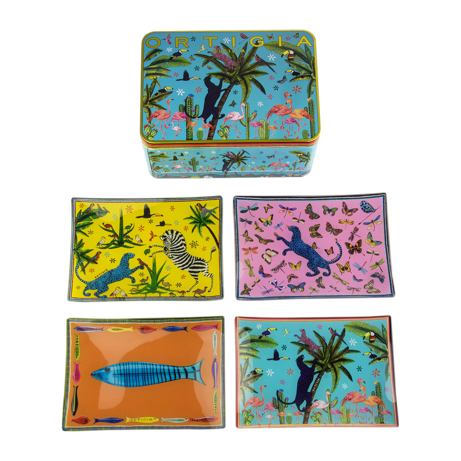 Zestaw 4 talerzyków w puszce Jungle